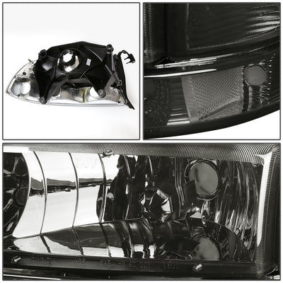D-Motoring - Headlights - Smoked Lens - Clear Corner - Plug-n-Play - Pair - Dodge Dakota / Durango - 2