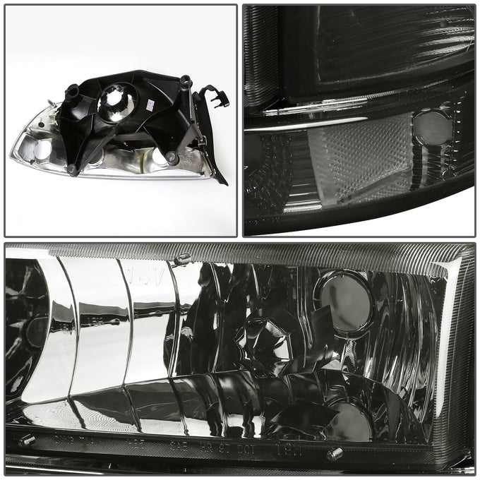 D-Motoring - Headlights - Smoked Lens - Clear Corner - Plug-n-Play - Pair - Dodge Dakota / Durango - 2
