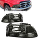 97-04 Dodge Dakota Durango Headlights - Smoked Housing - Plug-n-Play - Pair