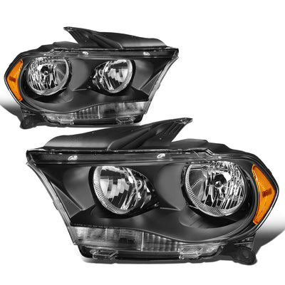 D-Motoring - Headlights - Black Housing - Clear Lens - Amber Corner - Plug-n-Play - Pair - 11-13 Dodge Durango - 1