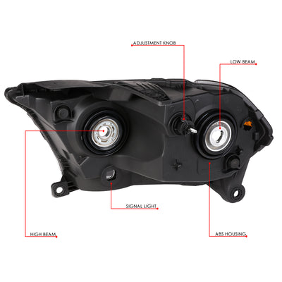 D-Motoring - Headlights - Black Housing - Clear Lens - Amber Corner - Plug-n-Play - Pair - 11-13 Dodge Durango - 6