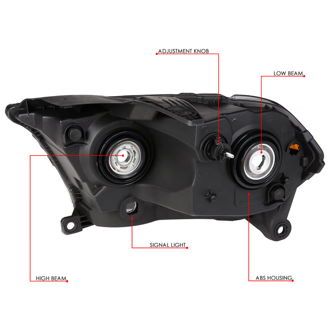 D-Motoring - Headlights - Black Housing - Clear Lens - Amber Corner - Plug-n-Play - Pair - 11-13 Dodge Durango - 6