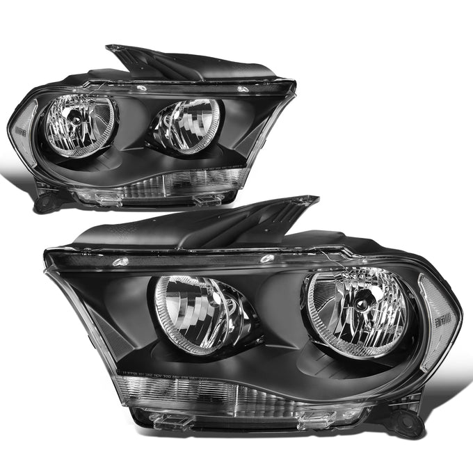 D-Motoring - Headlights - Black Housing - Clear Lens - Clear Corner - Plug-n-Play - Pair - 11-13 Dodge Durango - 1