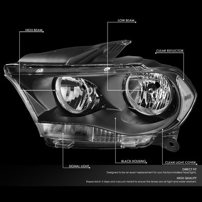D-Motoring - Headlights - Black Housing - Clear Lens - Clear Corner - Plug-n-Play - Pair - 11-13 Dodge Durango - 2