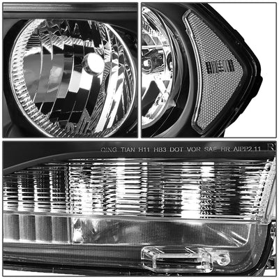 D-Motoring - Headlights - Black Housing - Clear Lens - Clear Corner - Plug-n-Play - Pair - 11-13 Dodge Durango - 4