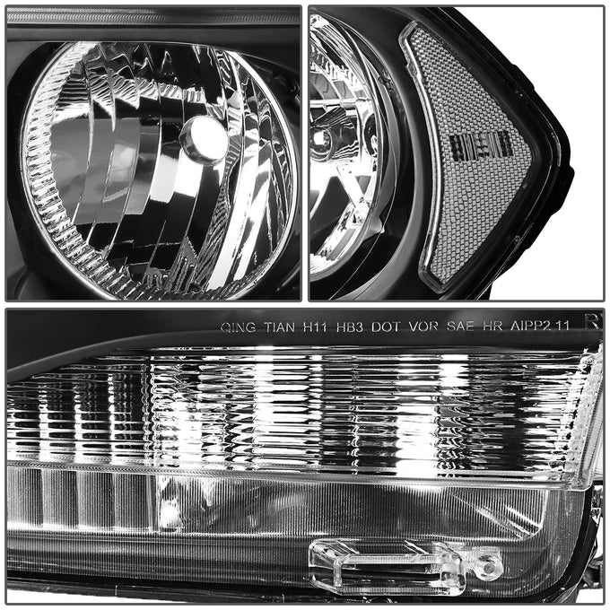 D-Motoring - Headlights - Black Housing - Clear Lens - Clear Corner - Plug-n-Play - Pair - 11-13 Dodge Durango - 4