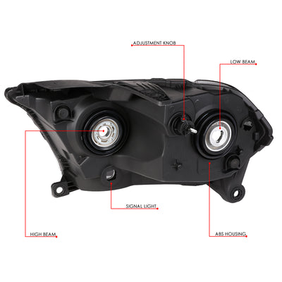 D-Motoring - Headlights - Black Housing - Clear Lens - Clear Corner - Plug-n-Play - Pair - 11-13 Dodge Durango - 6
