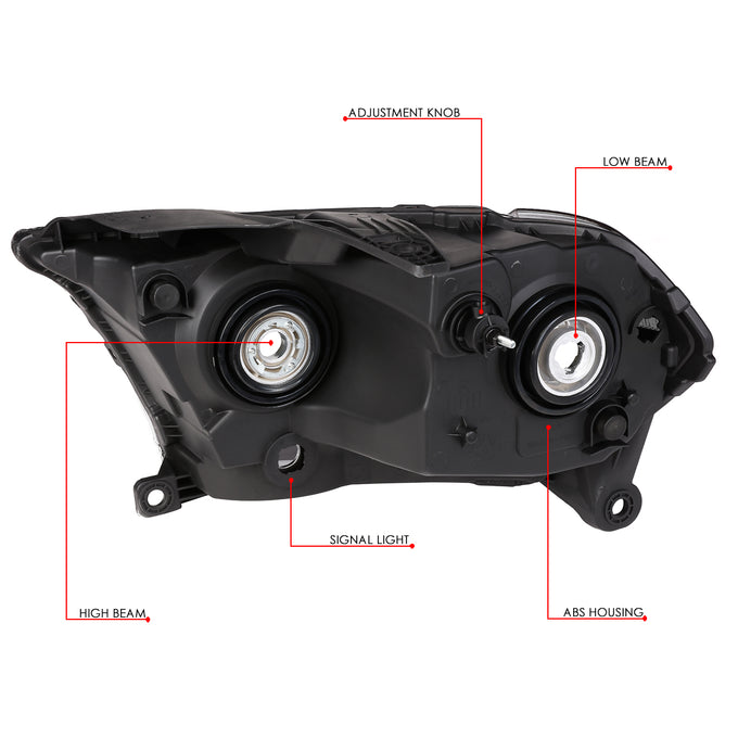D-Motoring - Headlights - Black Housing - Clear Lens - Clear Corner - Plug-n-Play - Pair - 11-13 Dodge Durango - 6
