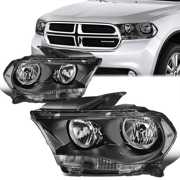 11-13 Dodge Durango Headlights - Black Housing - Clear Lens - Clear Corner - Plug-n-Play - Pair