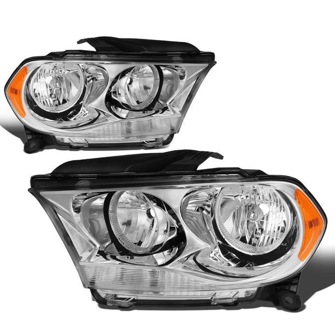 D-Motoring - Headlights - Chrome Housing - Clear Lens - Amber Corner - Plug-n-Play - Pair - 11-13 Dodge Durango - 1