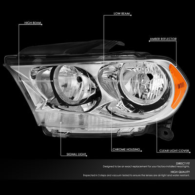 D-Motoring - Headlights - Chrome Housing - Clear Lens - Amber Corner - Plug-n-Play - Pair - 11-13 Dodge Durango - 2
