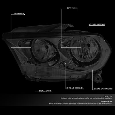 D-Motoring - Headlights - Smoked Housing - Smoked Lens - Clear Corner - Plug-n-Play - Pair - 11-13 Dodge Durango - 2