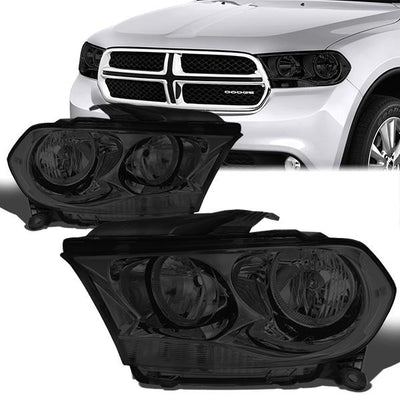 11-13 Dodge Durango Headlights - Smoked Housing - Smoked Lens - Clear Corner - Plug-n-Play - Pair