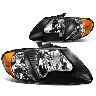 D-Motoring - 01-07 Dodge Grand Caravan  Headlights - Black Housing - Amber Reflector - Plug-n-Play - Pair - 1