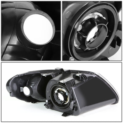 D-Motoring - 01-07 Dodge Grand Caravan  Headlights - Black Housing - Amber Reflector - Plug-n-Play - Pair - 4