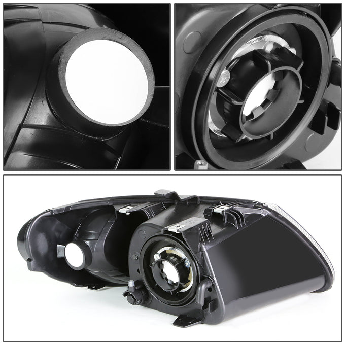 D-Motoring - 01-07 Dodge Grand Caravan  Headlights - Black Housing - Amber Reflector - Plug-n-Play - Pair - 4