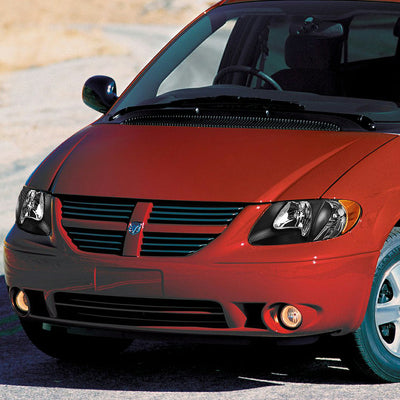 D-Motoring - 01-07 Dodge Grand Caravan  Headlights - Black Housing - Amber Reflector - Plug-n-Play - Pair - 5