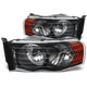 D-Motoring - Headlights - Black Housing - Amber Corner - Plug-n-Play - Pair - 03-05 Dodge Ram 1500 / 2500 / 3500 - 4
