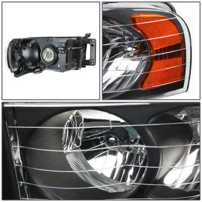 D-Motoring - Headlights - Black Housing - Amber Corner - Plug-n-Play - Pair - 03-05 Dodge Ram 1500 / 2500 / 3500 - 2