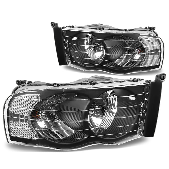 D-Motoring - Headlights - Black Housing - Plug-n-Play - Pair - 03-05 Dodge Ram 1500 / 2500 / 3500 - 3