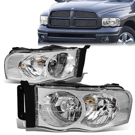 02-05 Dodge Ram 1500 2500 3500 Headlights - Chrome Housing - Plug-n-Play - Pair