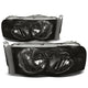 D-Motoring - Headlights - Smoked Lens - Clear Corner - Plug-n-Play - Pair - 02-05 Dodge Ram 1500 / 2500 / 3500 - 1
