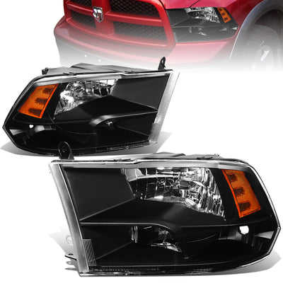 D-Motoring - Headlights - Black Housing - Amber Corner - Plug-n-Play - Pair - RAM 1500 / 2500 / 3500 / 4500 / 5500 - 1