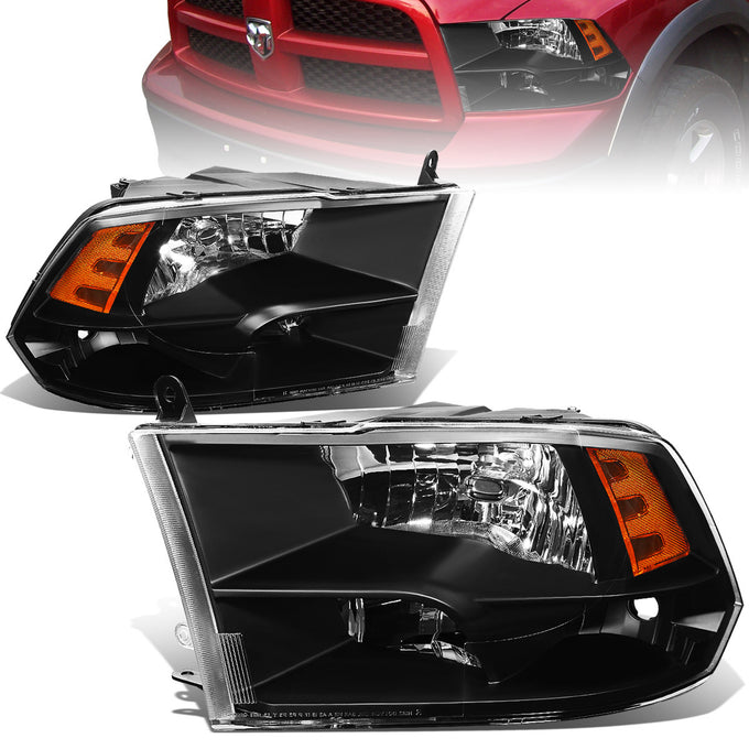 D-Motoring - Headlights - Black Housing - Amber Corner - Plug-n-Play - Pair - RAM 1500 / 2500 / 3500 / 4500 / 5500 - 1