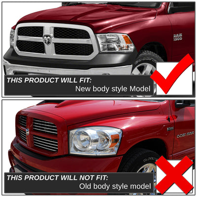 D-Motoring - Headlights - Black Housing - Amber Corner - Plug-n-Play - Pair - RAM 1500 / 2500 / 3500 / 4500 / 5500 - 6