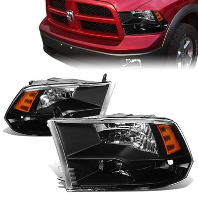 10-17 RAM 1500 2500 3500 4500 5500 Headlights - Black Housing - Amber Corner - Plug-n-Play - Pair