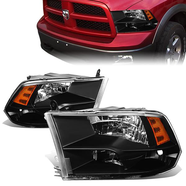 10-17 RAM 1500 2500 3500 4500 5500 Headlights - Black Housing - Amber Corner - Plug-n-Play - Pair