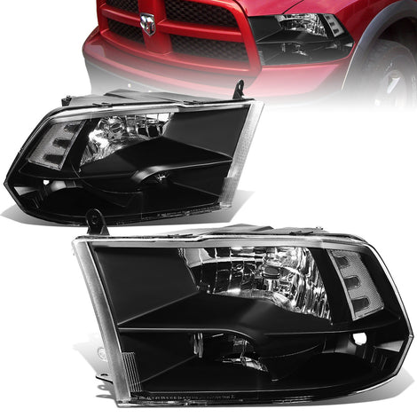 10-17 RAM 1500 2500 3500 4500 5500 Headlights - Black Housing - Plug-n-Play - Pair