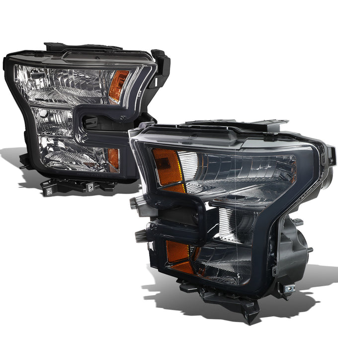 D-Motoring - Headlights - Smoked Lens - Amber Corner - Plug-n-Play - Pair - 15-17 Ford F-150 - 1