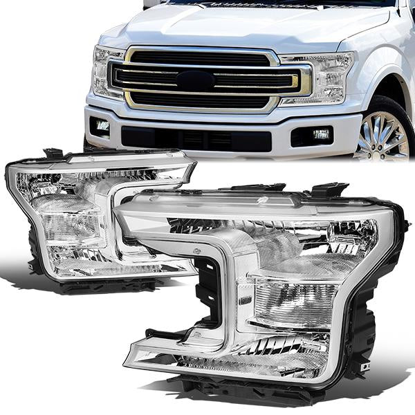 18-19-ford-f-150-headlight-headlamps-chrome-housing-clear-corner-hl-oh-f15018-ch-cl1 - 1