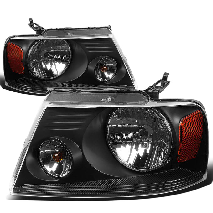 D-Motoring - Headlights - Black Housing - Amber Corner - Plug-n-Play - Pair - Ford F-150 / Lincoln Mark LT - 1