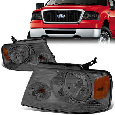 04-08 Ford F-150 Lincoln Mark LT Headlights - Smoked Housing - Amber Corner - Plug-n-Play - Pair
