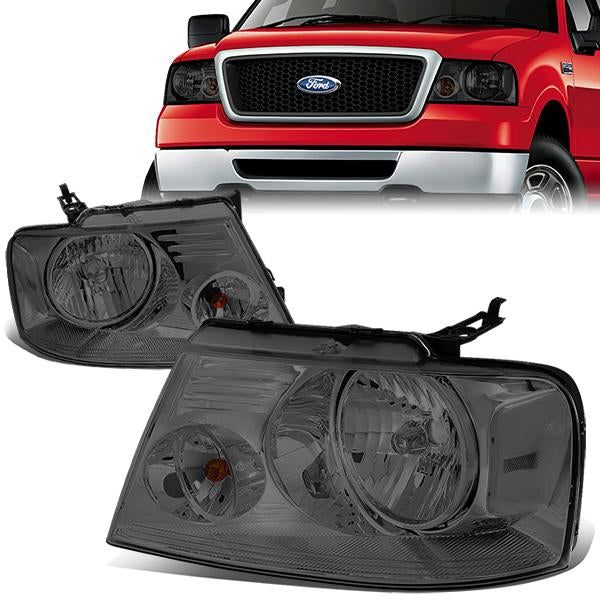 04-08 Ford F-150 Lincoln Mark LT Headlights - Smoked Housing - Plug-n-Play - Pair