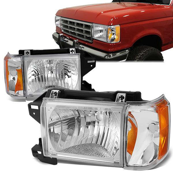 87-91-ford-f-150-f-250-f-350-bronco-headlight-corner-lamps-chrome-housing-hl-oh-f15087-ch-am - 1