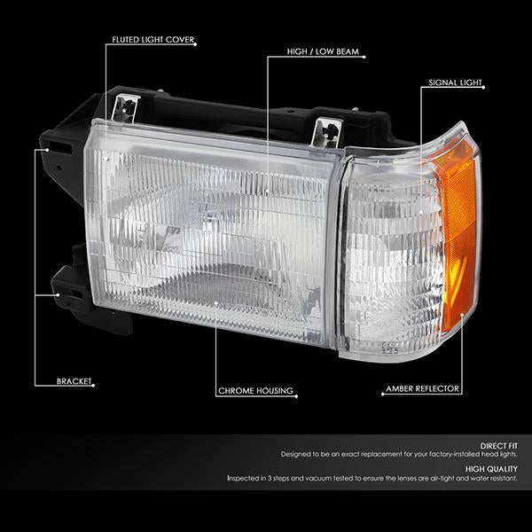 87-91 Ford F-150 F-250 F-350 Bronco Factory Style Headlights 87-91 Ford F-150 F-250 F-350 Bronco Factory Style Headlights