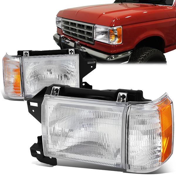 87-91 Ford F-150 F-250 F-350 Bronco Factory Style Headlights 87-91 Ford F-150 F-250 F-350 Bronco Factory Style Headlights