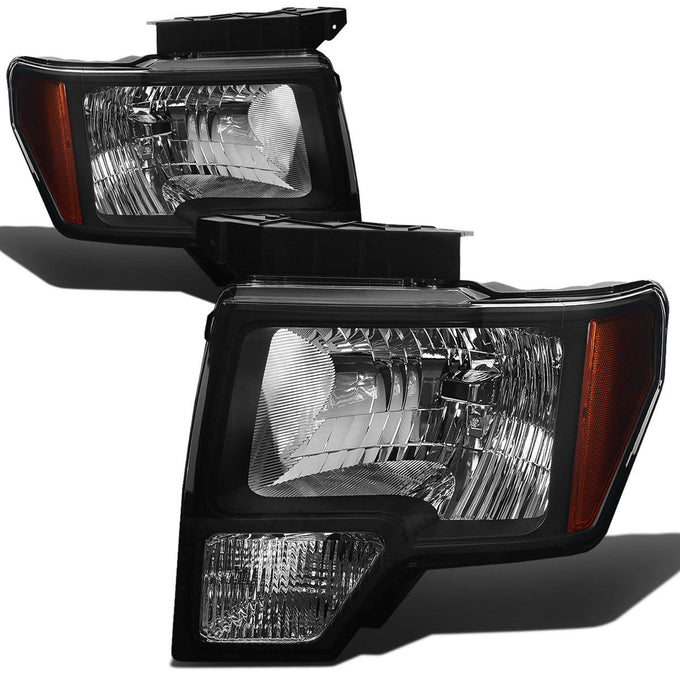 D-Motoring - Headlights - Black Housing - Amber Corner - Plug-n-Play - Pair - 09-14 Ford F-150 - 1