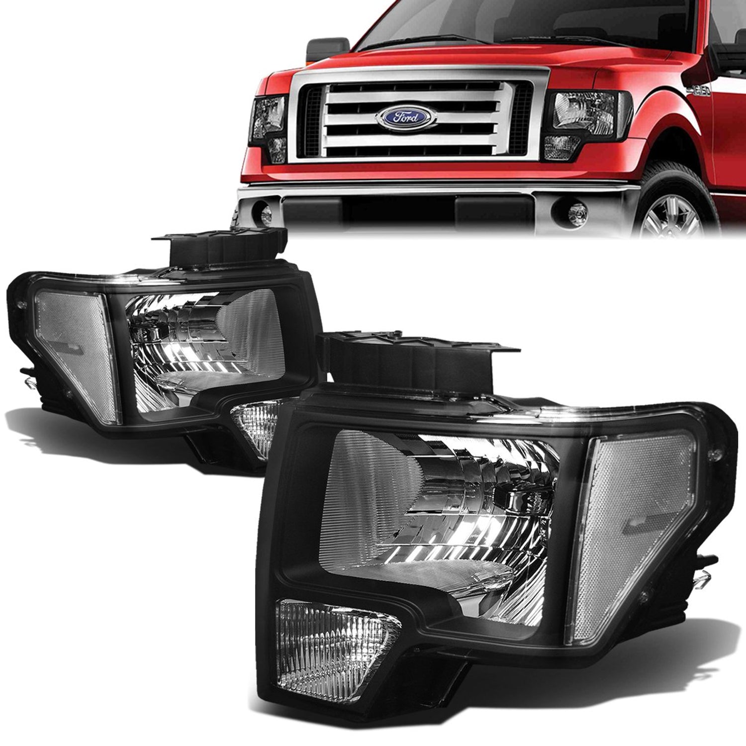 09-14 Ford F-150 Headlights - Black Housing - Plug-n-Play - Pair