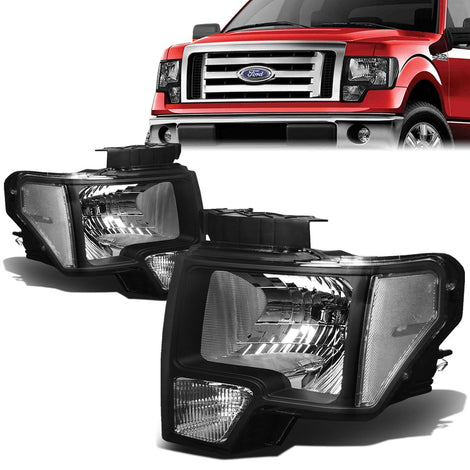 09-14 Ford F-150 Headlights - Black Housing - Plug-n-Play - Pair