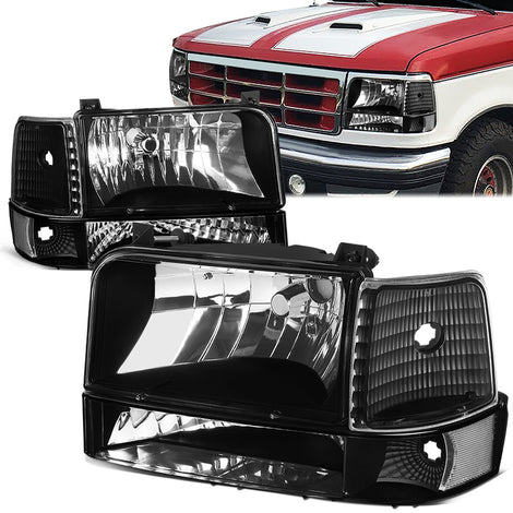 headlight-ford-f150-f250-f350-bronco-hl-oh-f15092-6p-bk-cl1 - 1