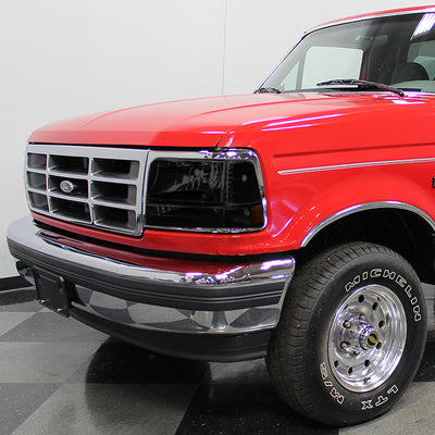 D-Motoring - 92-96 Ford F-150 F-250 F-350 Bronco Headlights - Smoked Lens - Clear Corner - Plug-n-Play - Pair - 7