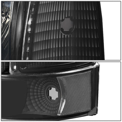 D-Motoring - 92-96 Ford F-150 F-250 F-350 Bronco Headlights - Smoked Lens - Clear Corner - Plug-n-Play - Pair - 4