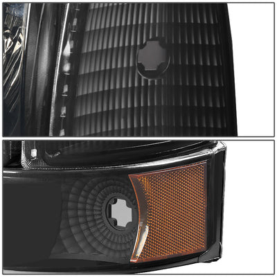 D-Motoring - 92-96 Ford F-150 F-250 F-350 Bronco Headlights - Smoked Lens - Amber Corner - Plug-n-Play - Pair - 4