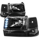 D-Motoring - Headlights - LED DRL - Black Housing - Plug-n-Play - Pair - Ford F-150 / 250 / 350 / Bronco - 1