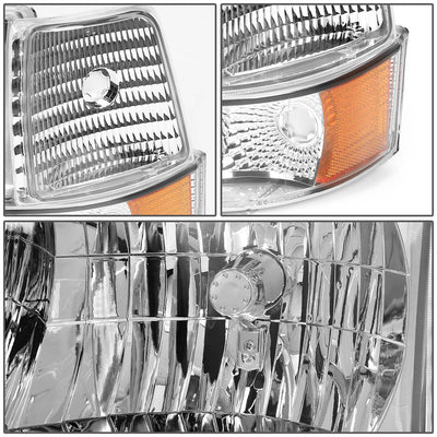 D-Motoring - Headlights - LED DRL - Chrome Housing - Amber Corner - Plug-n-Play - Pair - Ford F-150 / 250 / 350 / Bronco - 2