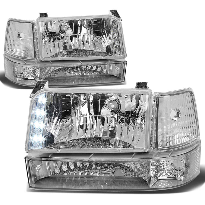 D-Motoring - Headlights - LED DRL - Chrome Housing - Plug-n-Play - Pair - Ford F-150 / 250 / 350 / Bronco - 1